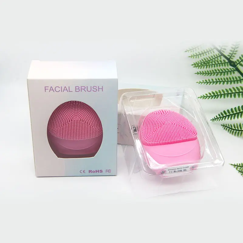 

Drop shipping free samples professional pink cleansing device with logo silicone face brush
