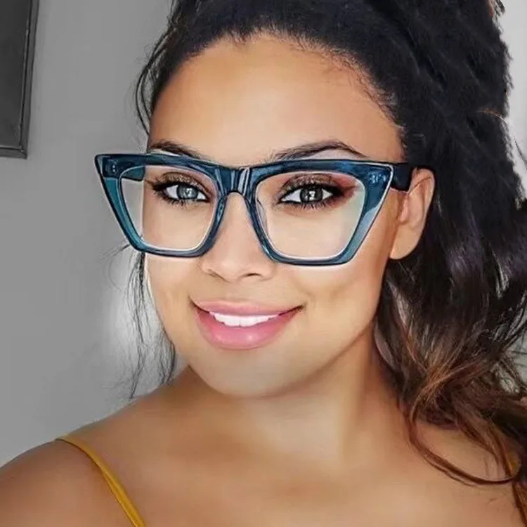 

2022 New retro cat eye glasses frame big frame anti blue light computer glasses for men and women