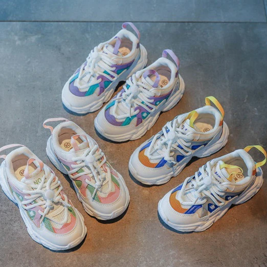 

2021 Wholesale No Brand Kids Shoes Fashion Mesh Casual Children Sneakers For Boy Girl Toddler Baby Breathable Sport Shoes, Mixed colors