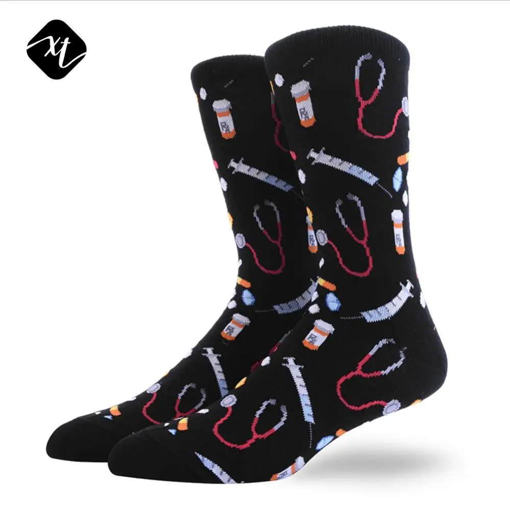 

Amazon supplier 2019 wholesale fashion men dress new design fun cool cotton socks, 14 color