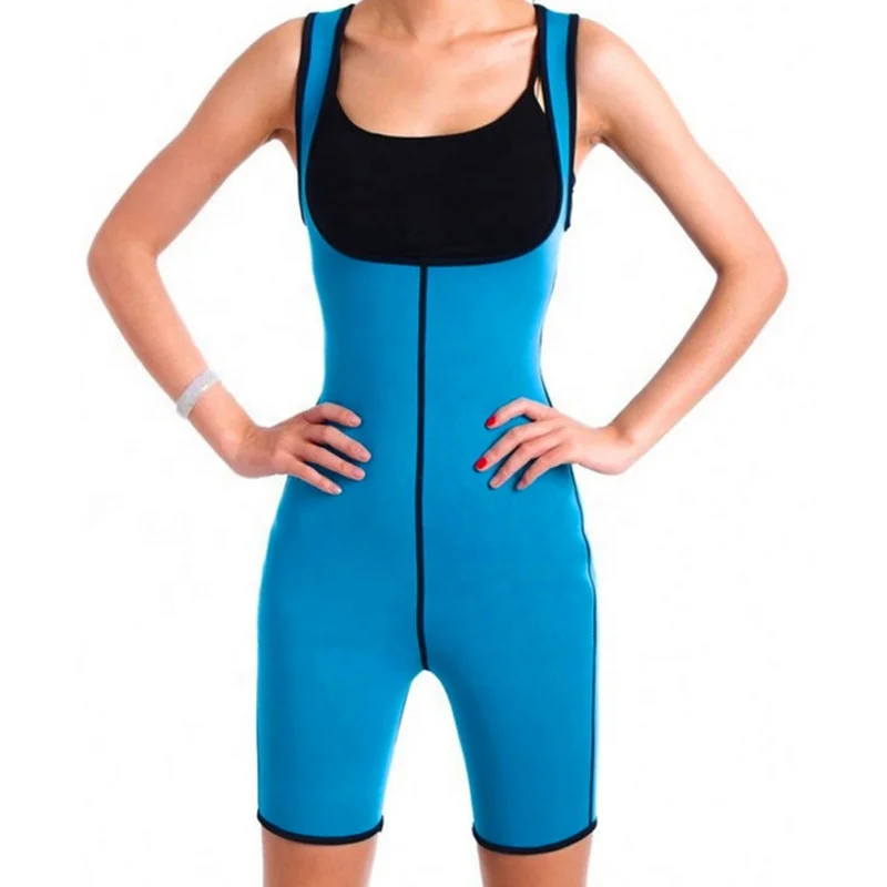 

Maikete Body Sauna Suit Waist Trainer Hot Neoprene Shapewear Sweat Bodysuit with Zipper for Weight Loss For Women, Black, green, pink, blue, orange