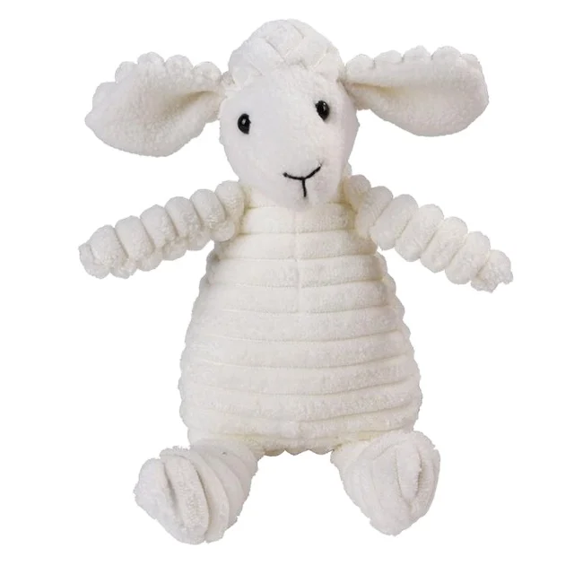 

Soft Animal baby plush stripe cotton doll Corduroy dog OEM ODM Chew Bite Resistant Pet Toy, Multicolor