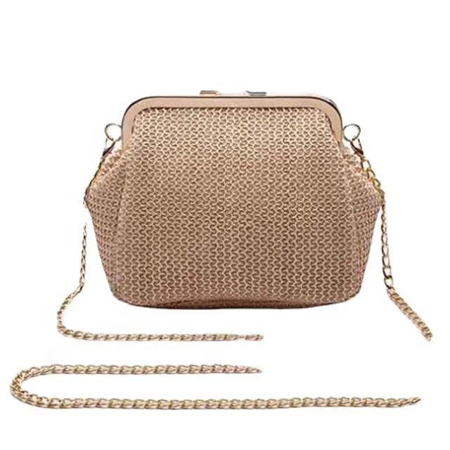 

Sac JUNYUAN Hot Sell Fashion Women Handmade Woven Straw Beach Bag, Shell Rattan Bag Bali Indonesia Paper Straw Basket Bag, White,khaki