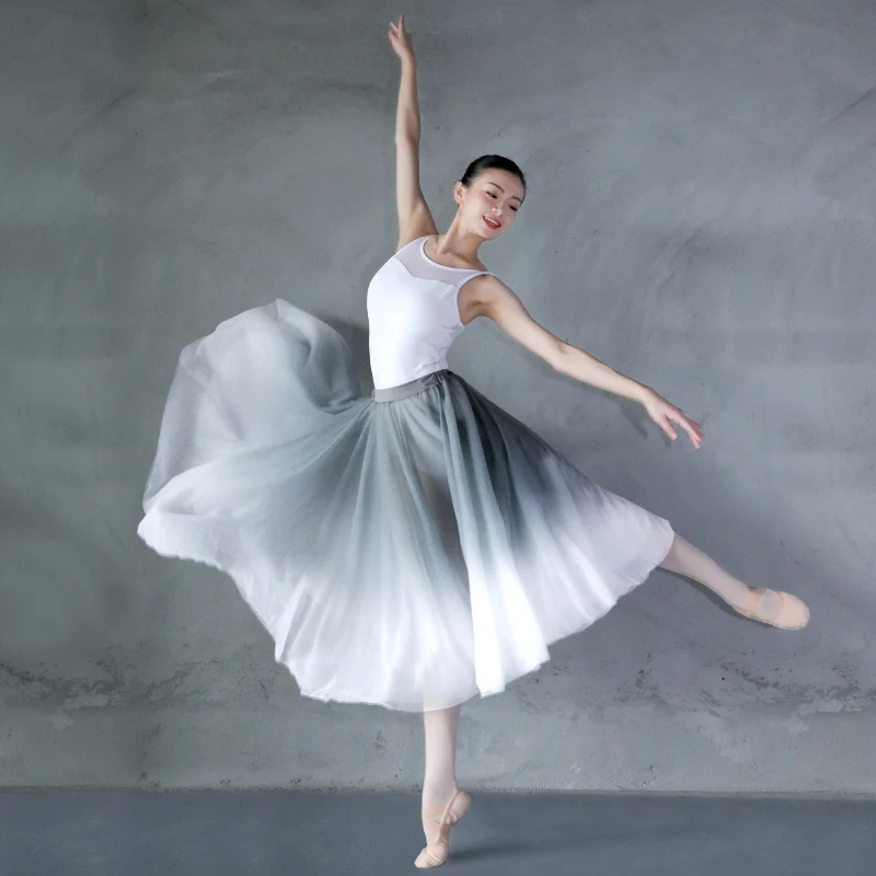 

Women Gradient Long Ballet Dance Skirts Lyrical