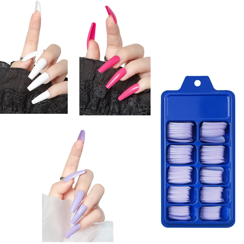 

Hot Selling Manicure Long Ballet Press On Nails Fakes Nail In Colorful Artificial Fingernails, Multi color