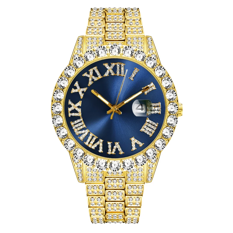 

Blues RTS Stainless Steel Quartz Auto Date Big Blue Dial OEM Round Man Watches 2020