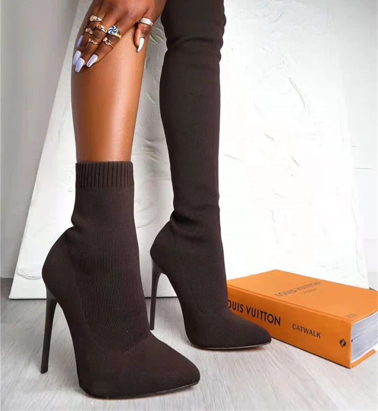 

Knitted Sexy Stiletto Over-The-Knee Socks Women Winter Boots Women Thigh High Boots, Customized color