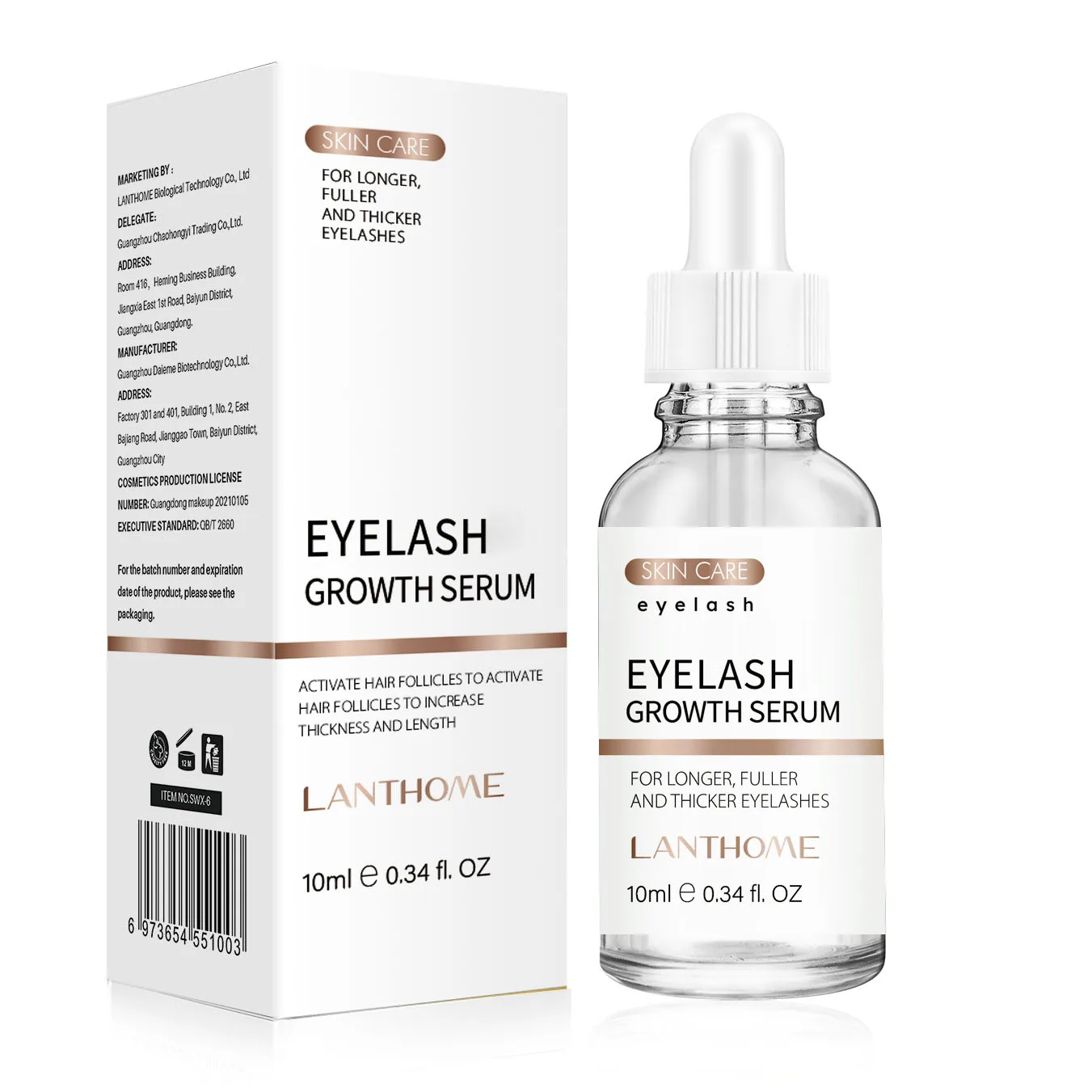 

Lanthome Private Label OEM 100% Organic Natural Vegan Eyelash and Eyebrow Enhancer Enhance Grow Growth Serum Manufacturer