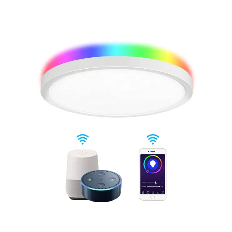 Wifi Control CCT Changeable Surface Mounted Smart LED Ceiling Panel Light Behind with RGB Strips