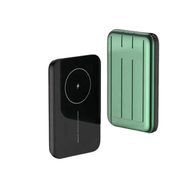

New 15W Magnetic Power Bank Portable 5000mah Charger magsafing Ultra-thin Wireless mobile Charging for iphone 12 12pro Max, Blue,green,gray
