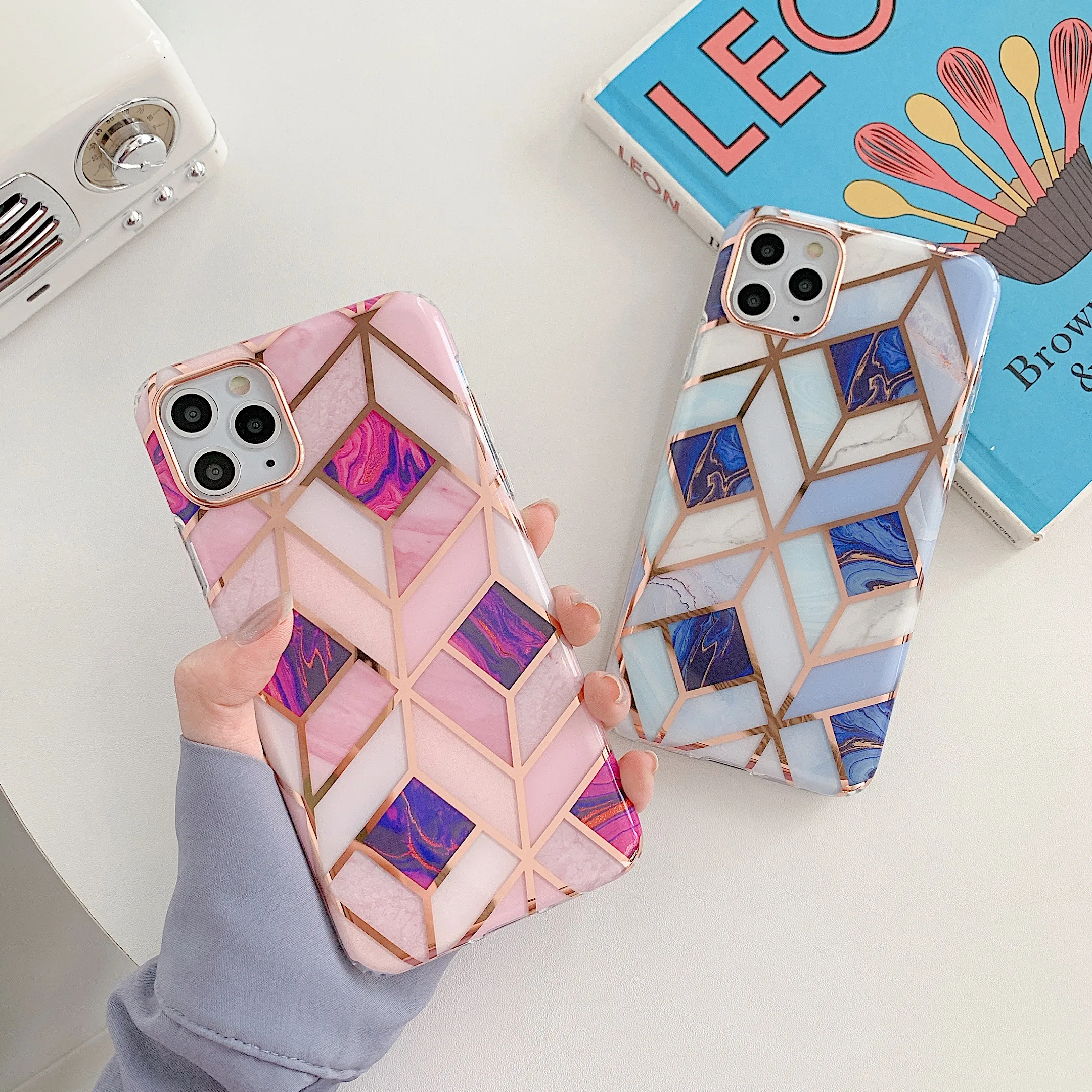 

Luxury Phone Accessories IMD Electroplated 12 pro Marble mobile Phone Case for iphone 11 XSmax