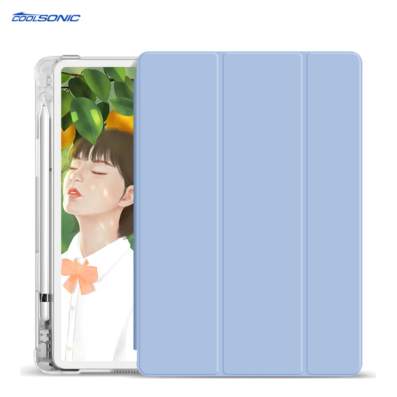 

For IPad Mini 4 5 Case PU Transparent TPU Back Cover Tablet Case With Pencil Holder