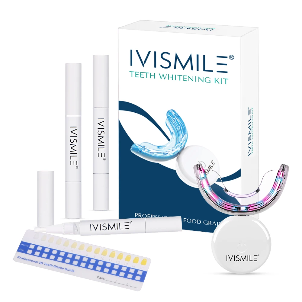 

IVISMILE CE Approved Food Grade No Sensitive 32 LED Light Wireless Teeth Whitening Kit Private Logo, Black,white,pink