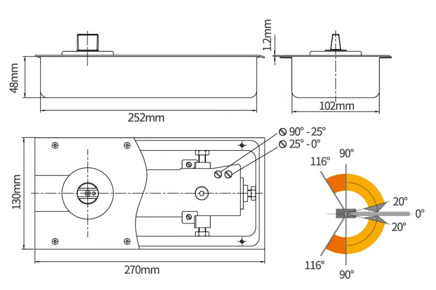 Floor Hinge 500kg Floor Spring Price High Quality Floor Spring Mpd220a