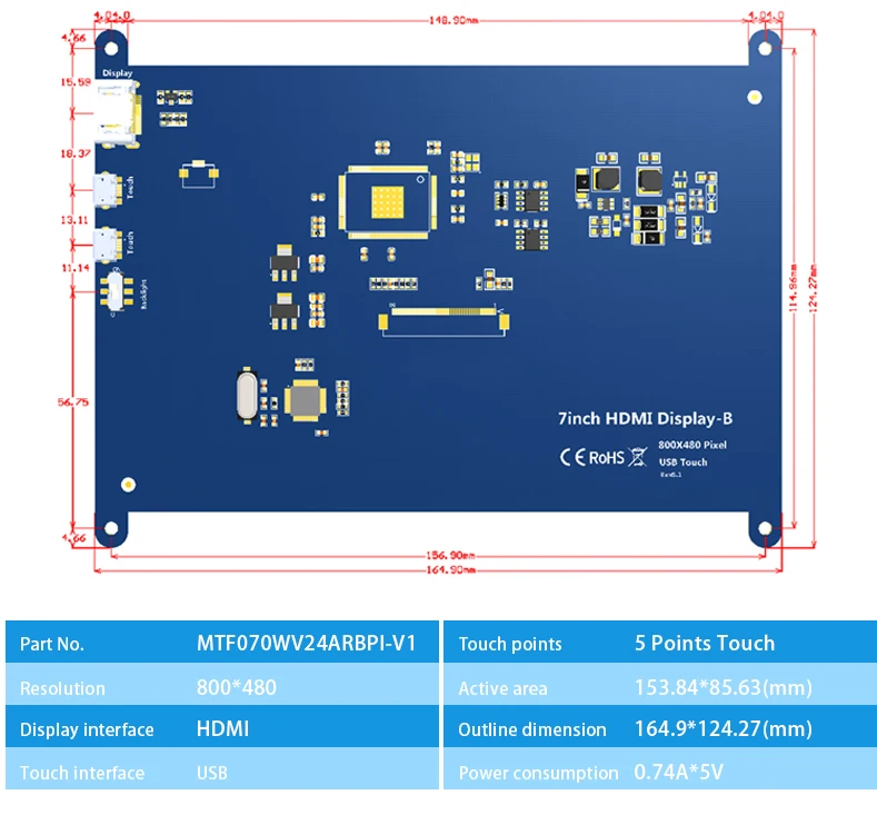 7 Inch Raspberry Pi LCD Touch Screen - High Quality & Wifi