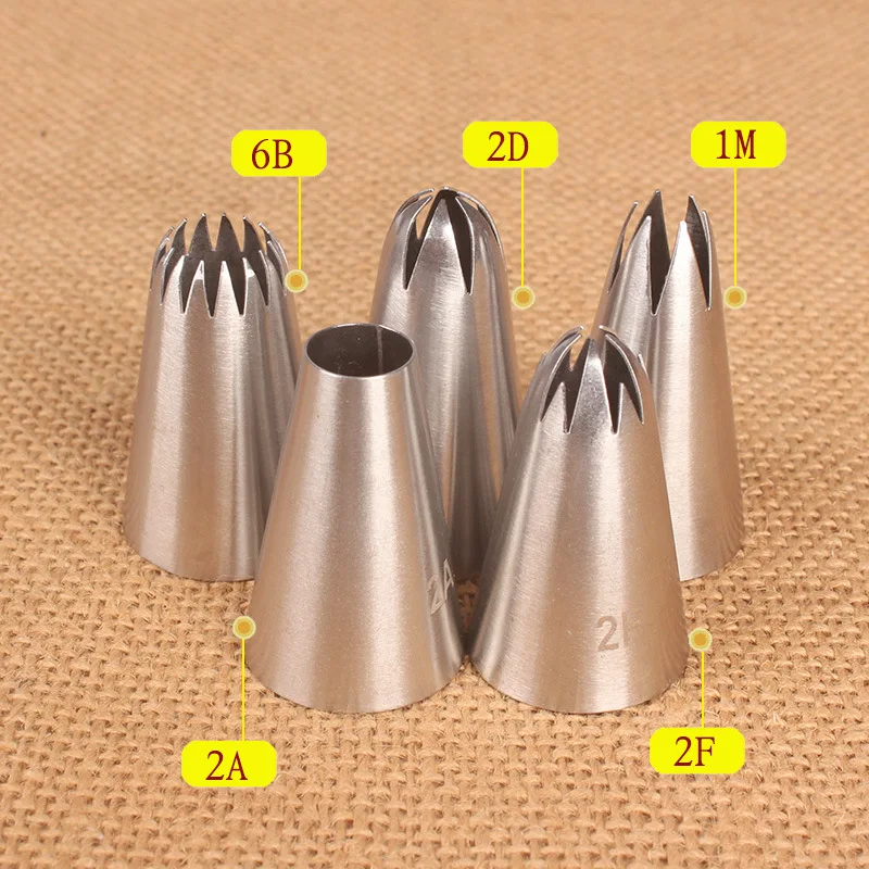 

hot sale medium-sized decorating mouth 5 piece set stainless steel baking tools cake tools, As picture