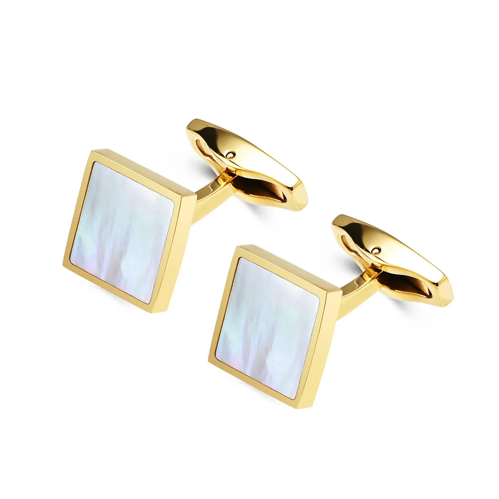 

18k gold plated stainless steel jewelry gold plating square mens cufflinks