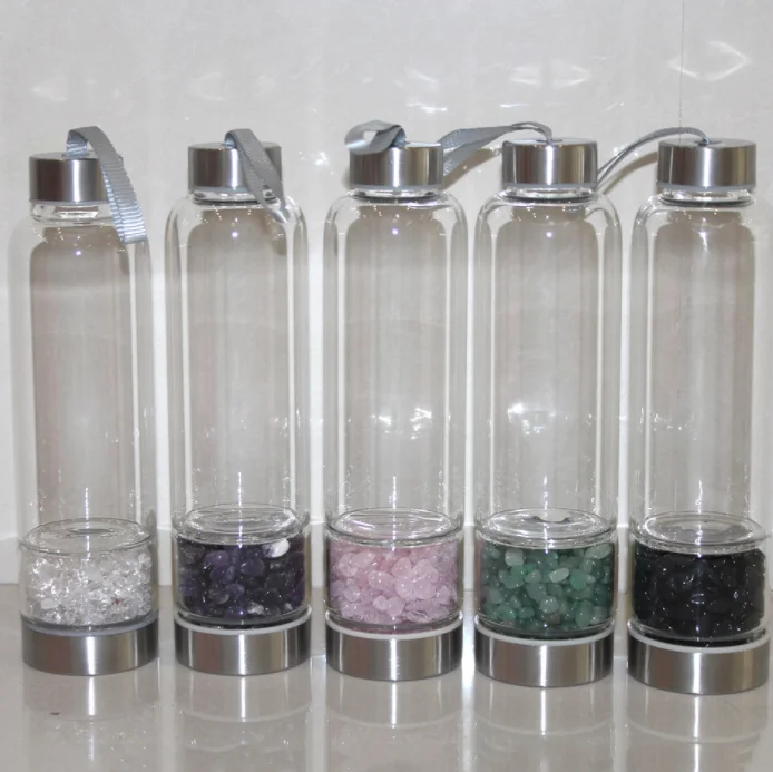 

wholesale natural spiritual eco friendly gem crystal water bottle elixir, Customized color