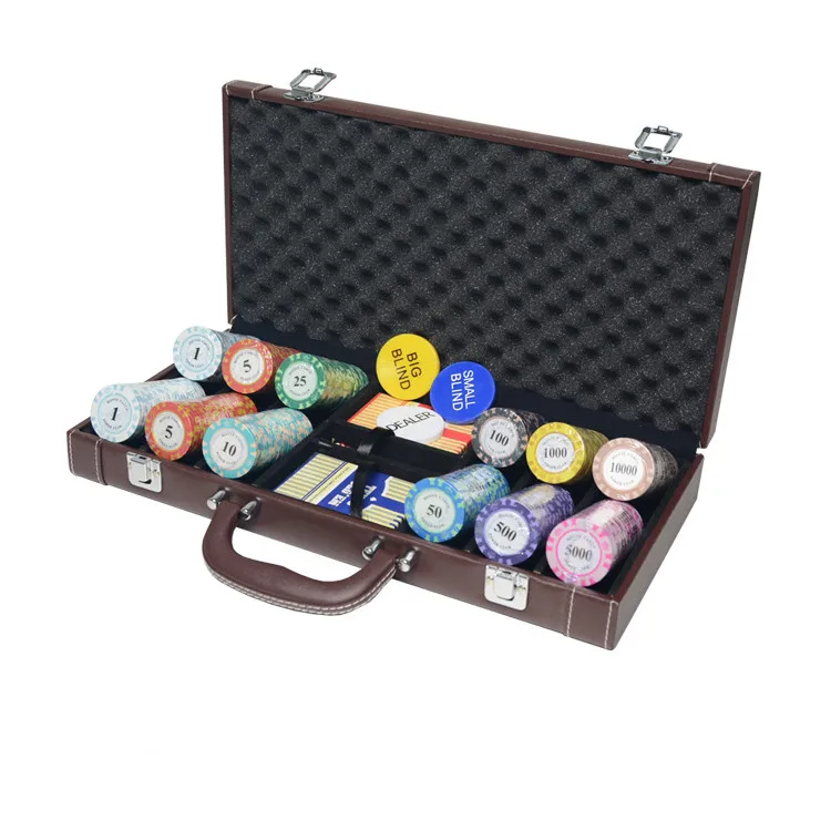 
200pcs PU Storage Box Professional Texas Poker Chips Sets Leather Suitcase Casino Game Accessory Container 