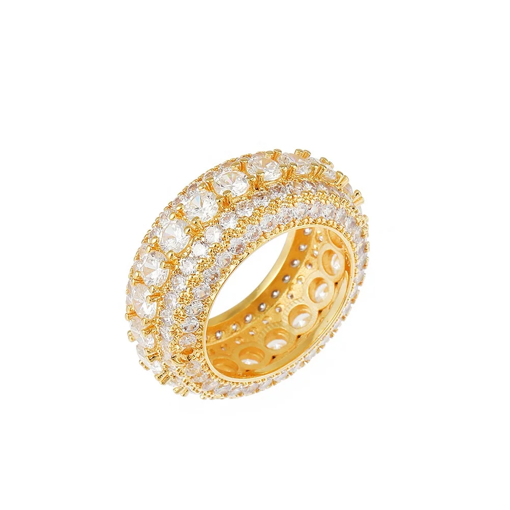 

Fashion Rings American Mens Hip Hop Rings Zircon Luxury Hip Hop Custom Rings, Gold/sliver