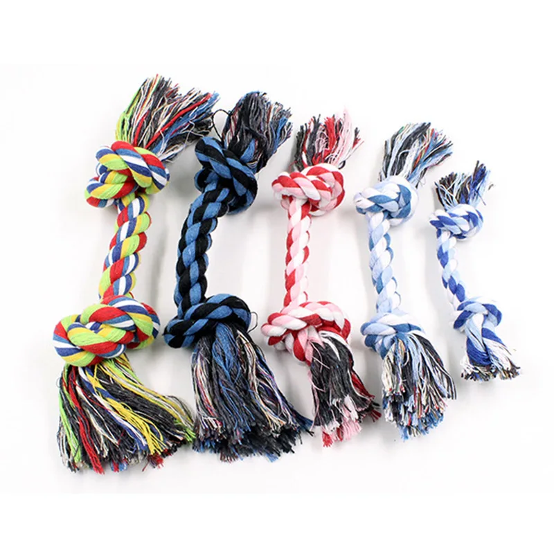 

Colorful Cotton Double Knot pets dogs pet supplies Pet Dog Puppy Cotton Chew Knot Toy Durable Braided Bone Rope Funny Tool