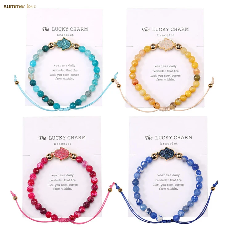 

High Quality Copper Resin Bracelet Natural Stone Bead Agate Bracelet Adjustable Bracelets for Women Bangles Jewelry, As picture