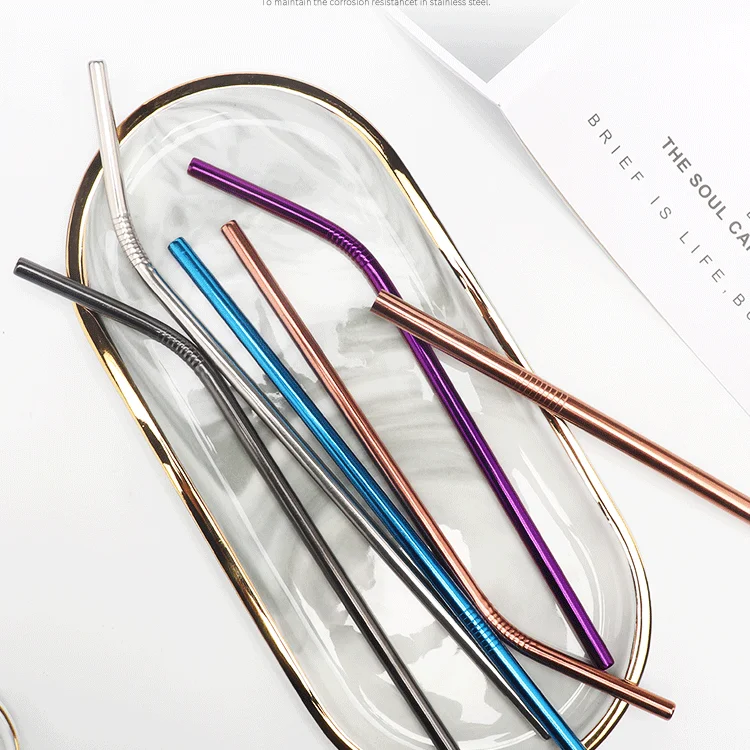 

LOW MOQ 215mm metal straw long drinking silver stainless steel straw Stainless Steel304 Stainless Steel, Customized