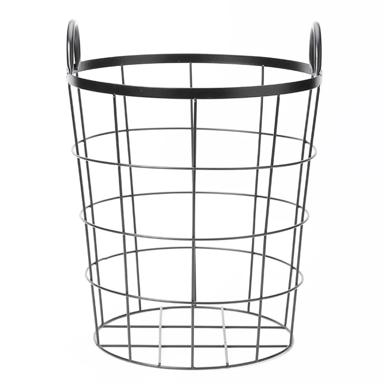 

Amazon hot seller metal high-capacity laundry basket iron dirty clothes basket with cleaner liner wholesale, Black,customizable