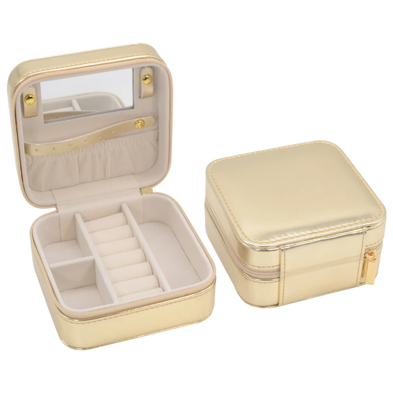 

Customised Mirror Jewelry Travel Case Organizer Luxury Storage Jewellery Boxes Leather