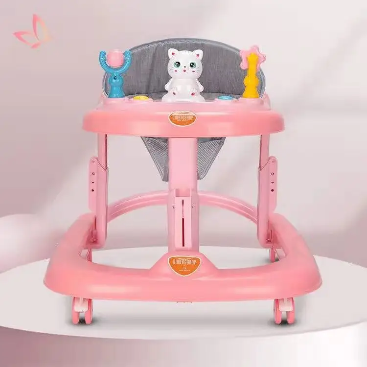

China Cheap Wholesale price Rolling multi-function rotating wheel safety plastic folding Baby Walker with wheels and seat, Pink, blue