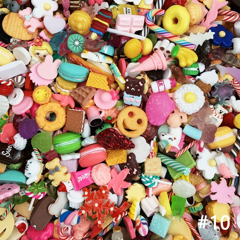 

Random Mixed Lucky Bag Bear Candy Food Fruit Cartoon Resin 3d Decoration Nail Art Ornament