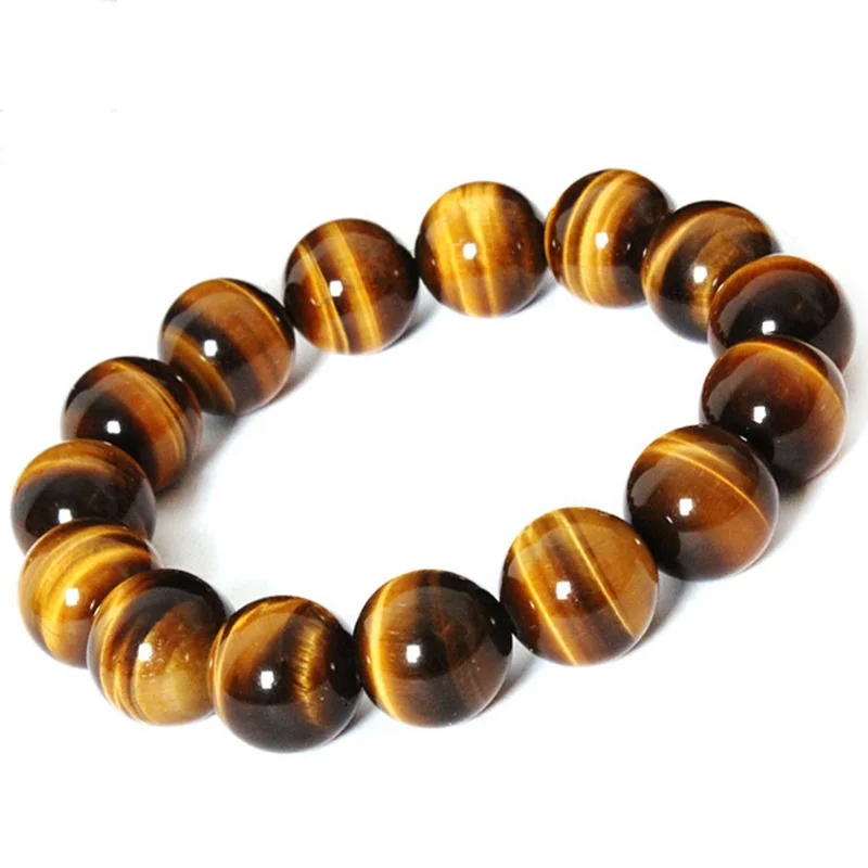 

Natural 6-20 mm Gorgeous Tiger Eye Semi-Precious Gemstones Healing Crystal Stretch Beaded Bracelet, As pictures show