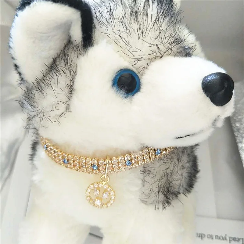 

OEM luxury rhinestone letter quartz studded bling soft rhinestones crystal pet dog collar