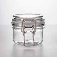 

Wholesale round food container 100ml seal PET plastic kilner jar with metal lock