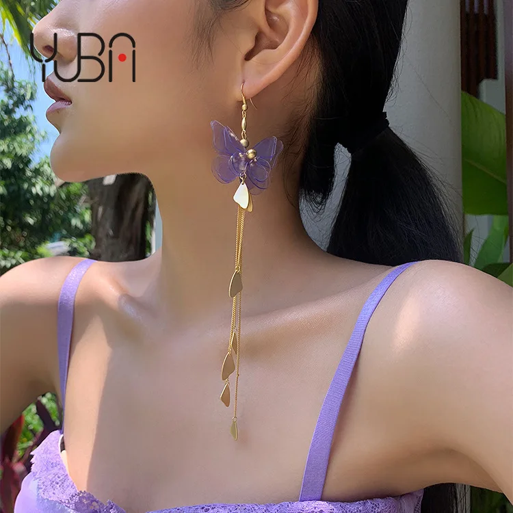 

2020 new butterfly tassel earrings girl simple earrings women 1 pc not pair