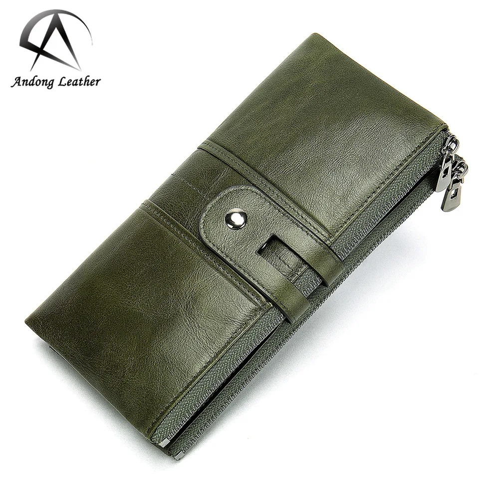 

Andong Leather Long Wallet Purse for Women Real Genuine Cow Leather Retro Fashion Clutch Phone Pocket Bag Rfid Blocking Purses