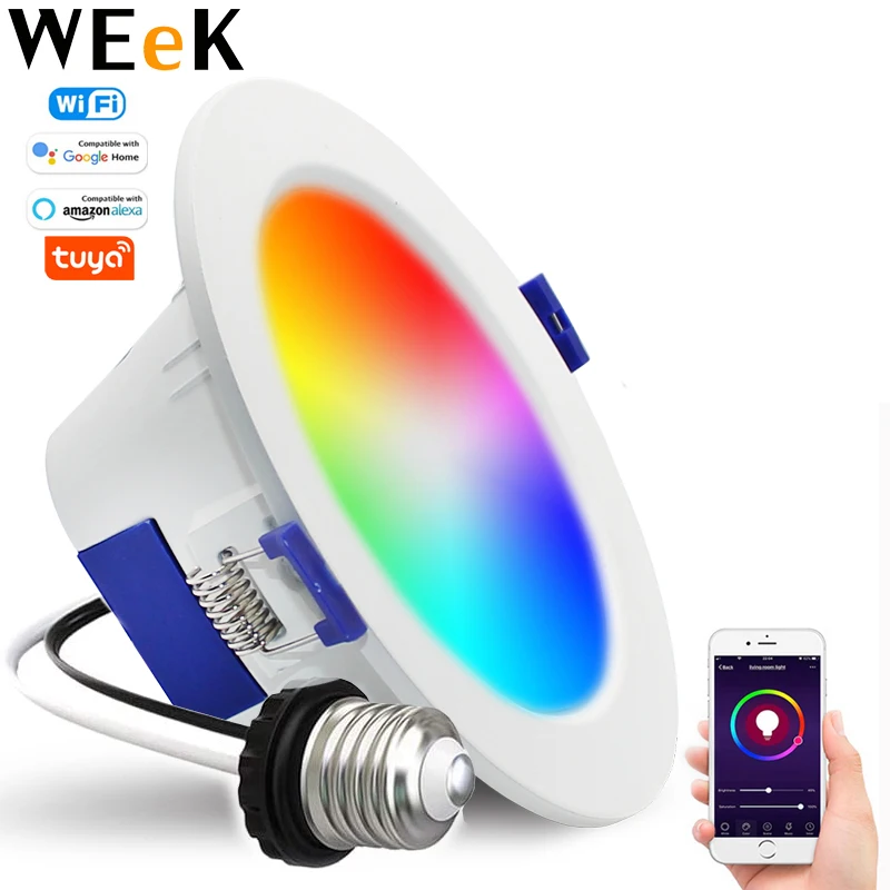Wifi Smart RGB+CCT Adjustable LED Downlight 12W Works with Amazon Alexa Echo Google Home