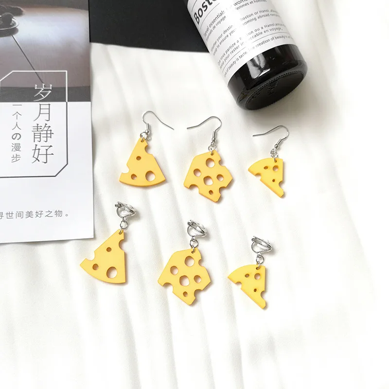

yellow cute hot cheese food earrings