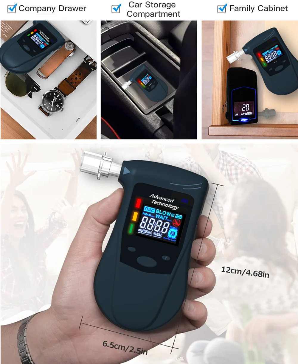 Best Quality Color Breathalyzer Alcohol Tester With Pre Alert Function