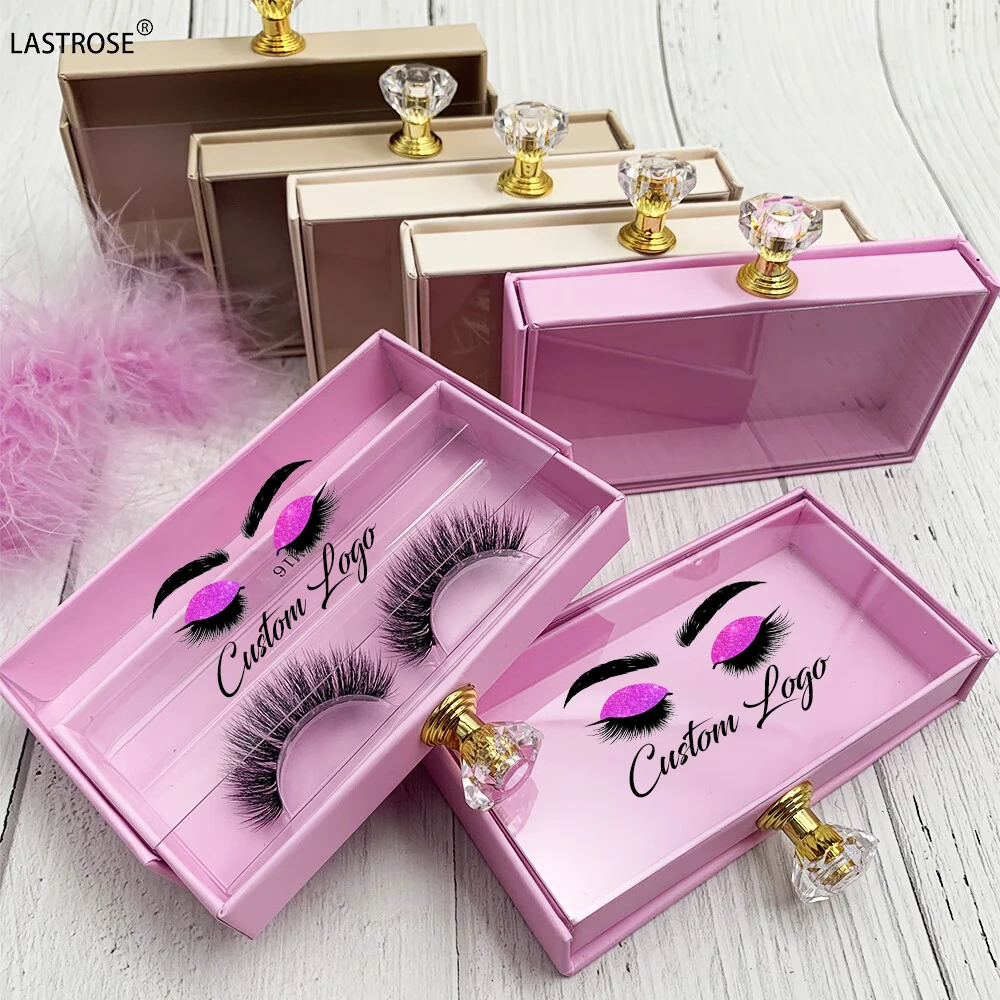 

Wholesale pink nude eyelash boxes private label pvc luxurious empty eyelash lash packaging box eyelash case