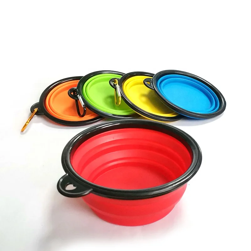 Silicone Collapsible Dog Bowl Foldable Expandable Cup Dish for Pet Cat Food Water Feeding Portable Travel Bowl Free Carabiner