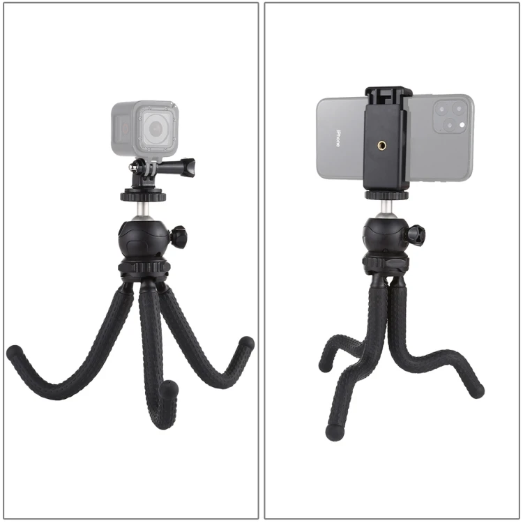 

Portable Flexible Mini Octopus Tripod with Mount Adapter & Phone Clamp