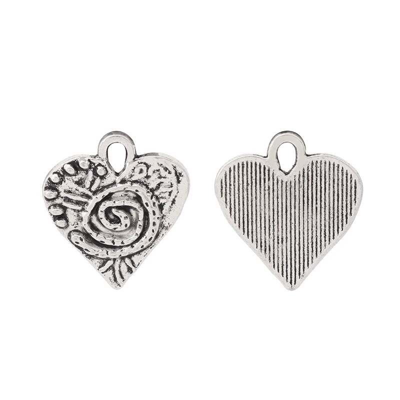 

Antique Silver Swirl Spiral Heart Charms Pendants Beads for Bracelet Necklace Jewelry Making