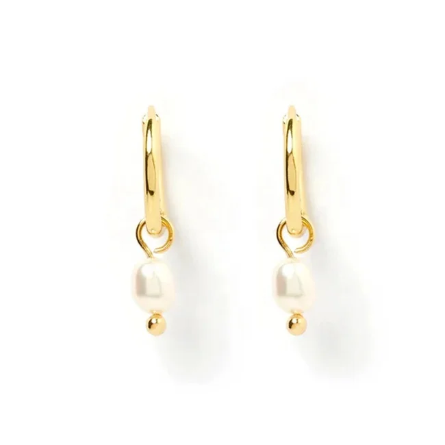 

LOZRUNVE 14k 18k Gold Jewelry Silver 925 Korean Delicate Natural Baroque Pear Drop Hoop Earring