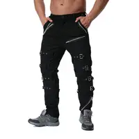 

OEM Streetwear Men Strap Buckle Pockets Slim-Fit Tapered Cargo Pants
