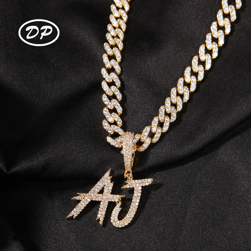 

DP Custom Name Pendant Letter Necklace A-Z Letter Alphabet CZ Charms Pendant Bulk Wholesale Jewelries, Gold silver