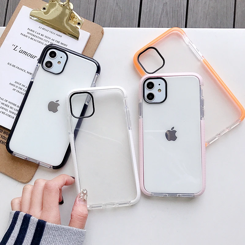 

Shockproof Case for iPhone, Solid Color Clear Case for iPhone 12, 11 Pro, XR, XS, Max, 7, 8 Plus