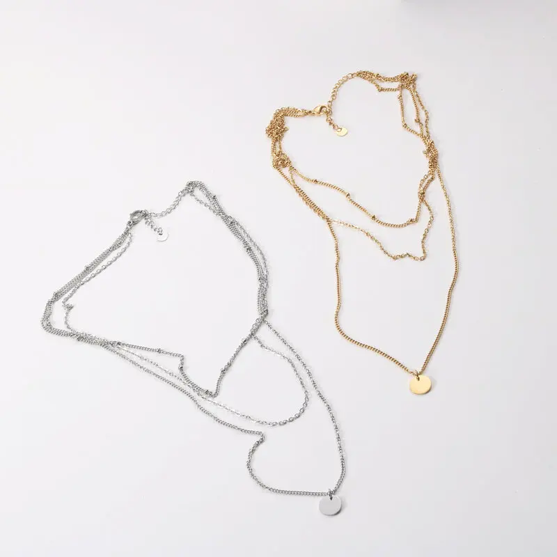 

Joolim Jewelry 18k Gold Plated Multi-layer Dot Pendant Necklace Trendy Stainless Steel Jewelry Wholesale