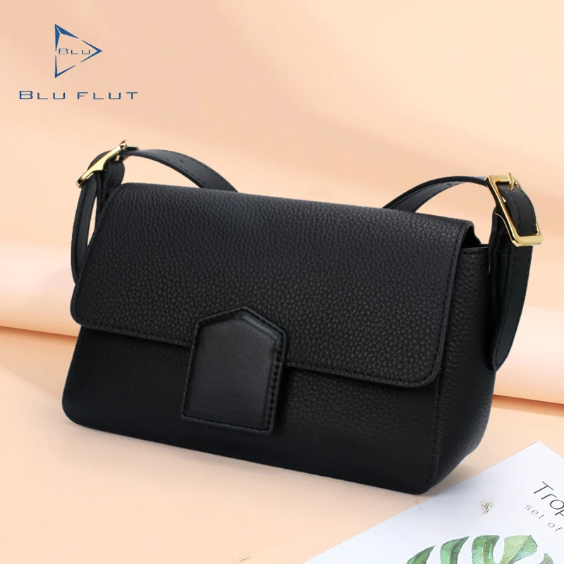 

leather crossbody bag set Blu Flut wholesale luxury fashion black vegan genuine leather handbag shoulder tote bags for women