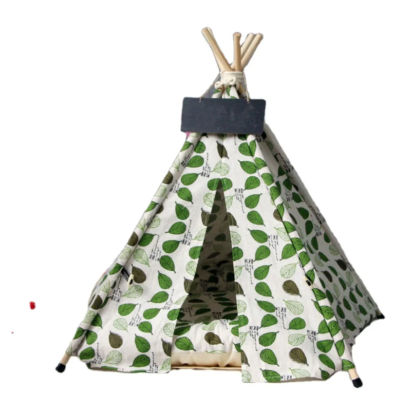 

Wholesale Durable Conical Five Sticks Custom Portable Dog Beds Eco Friendly Designer Dog Bed Wholesale Pet Supplies, Green leaf